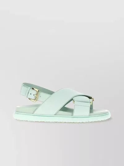 Marni Fussbett Criss-cross Leather Sandals In Blue