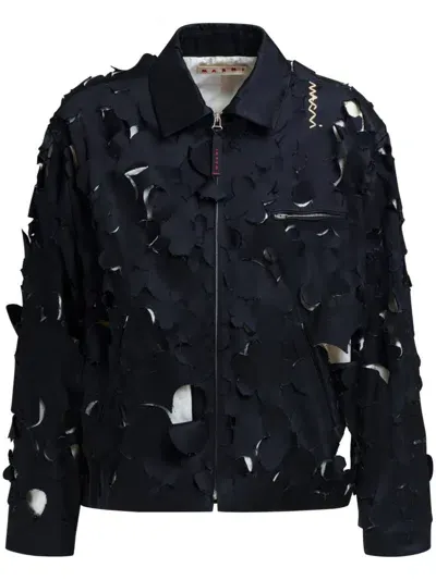 Marni Cut-out Bomber Jacket In Black