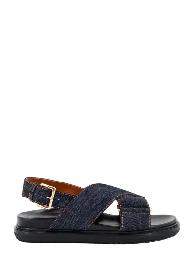 Marni Denim Criss Cross Sandals In Blue