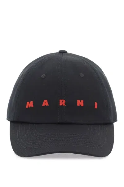 Marni Embroidered Logo Baseball Cap With In Black (black)