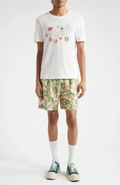 Marni Floral Explosion Swim Trunks In Bone