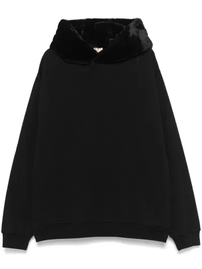 Marni Fur-hood Sweatshirt In Black