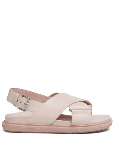 Marni Fussbet Leather Sandals In Pink