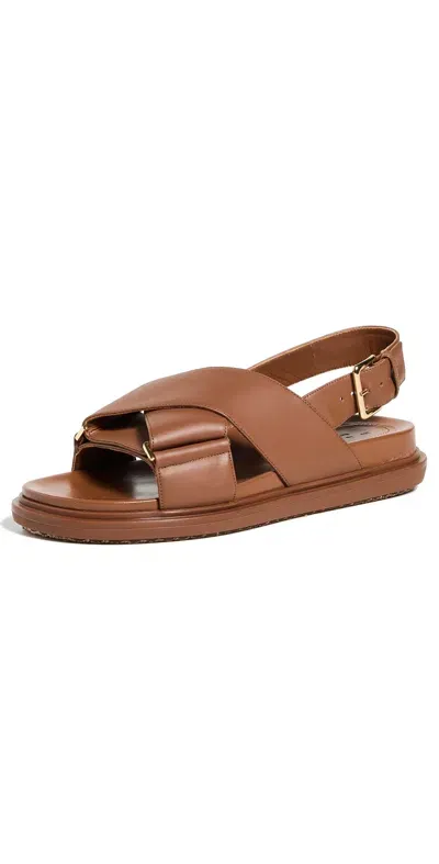 Marni Fussbett Sandals Gold Brown