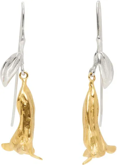 Marni Gold & Silver Flowers Earrings In Y9014 Gold/palladium