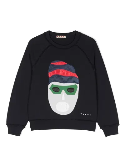 Marni Kids' Graphic-patch Cotton Sweatshirt In Blue