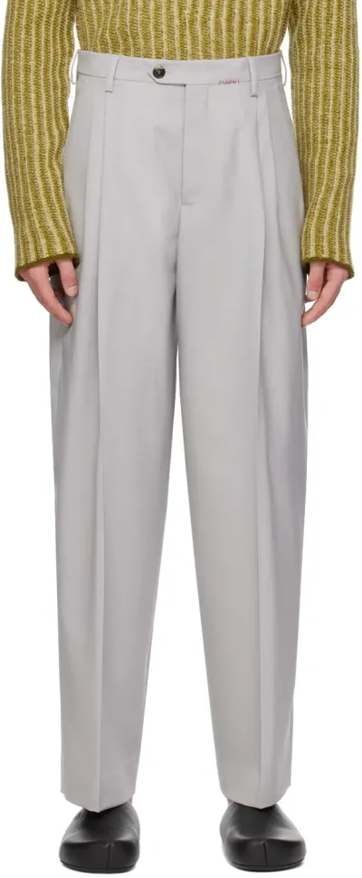 Marni Gray Pleated Trousers In 00n15 Sodium