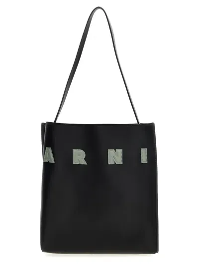 Marni Hobo Museo Small Shoulder Bag In Black