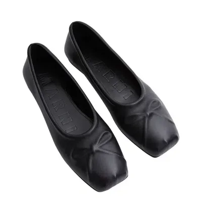 Marni Leather Ballerina Shoes In Black