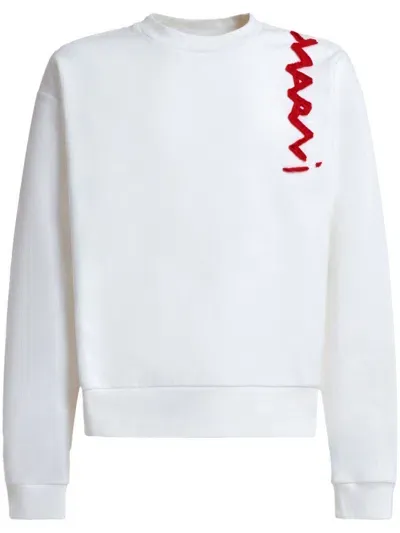 Marni Logo-appliqué Sweatshirt In White