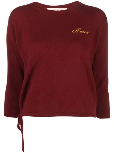 Marni Logo-embroidered Cashmere Jumper In Red