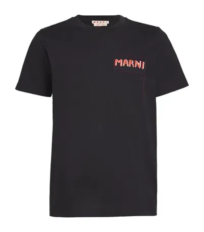 Marni Logo Patch T-shirt In Black