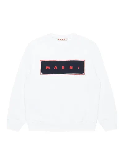 Marni Kids' Logo-print Cotton Sweatshirt In White