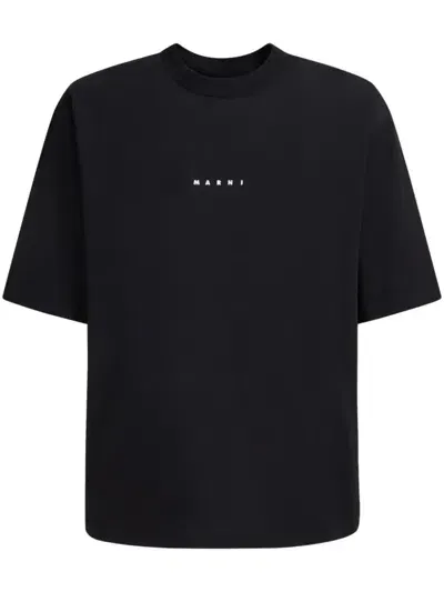 Marni Logo-print Cotton T-shirt In Black