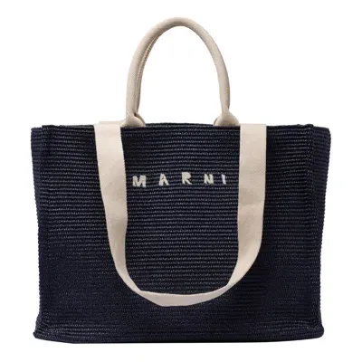 Marni Logo Tote Bag In Blue