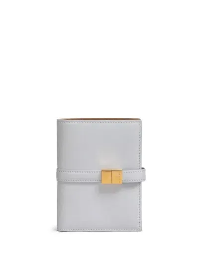 Marni Magnetic Leather Buckle Bi-fold Wallet In White