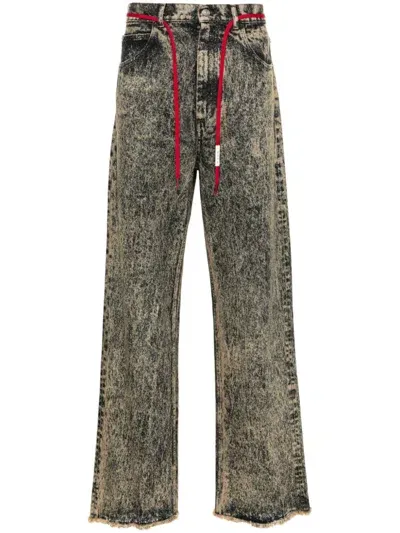 Marni Marble-dyed Flared Jeans In Black