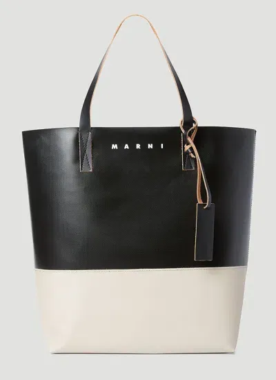 Marni Tribeca Logo-debossed Tote Bag In Black