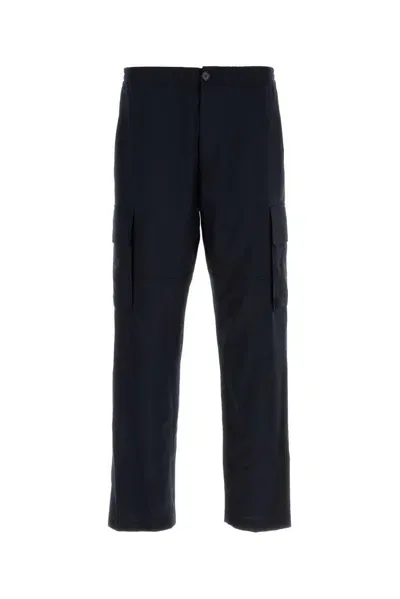 Marni Mid-rise Wide-leg Wool Cargo Trousers In Blue