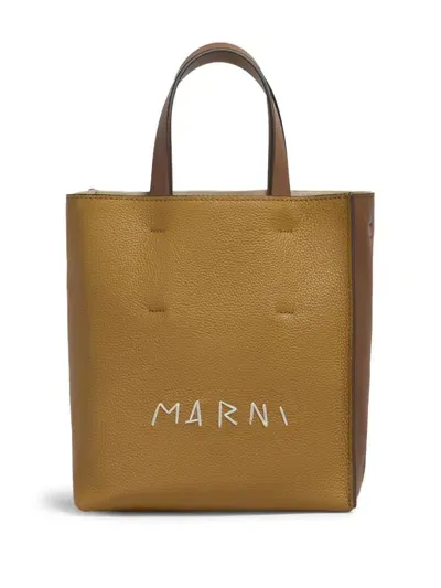 Marni Mini Museo Tote Bag In Neutrals