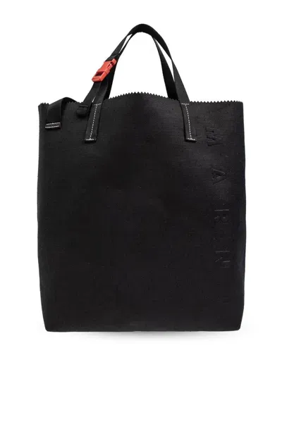 Marni Open Top Shopper Bag In Black