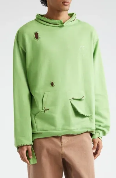 Marni Oversize Distressed Crewneck Sweatshirt In 00v35 Millet