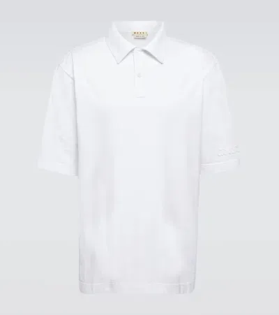 Marni Oversized Cotton Jersey Polo Shirt In Lily White