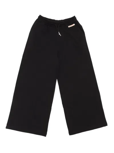 Marni Kids' Drawstring Cotton Track Pants In Black