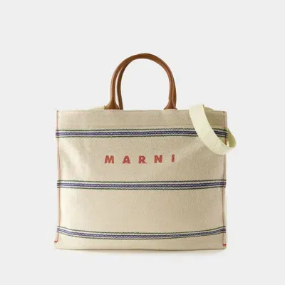 Marni Pelletteria Uomo Shopper Bag In Beige