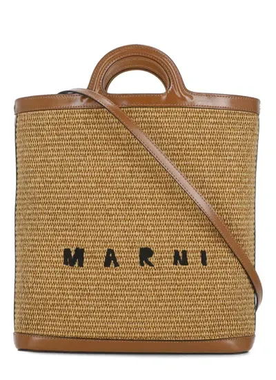 Marni Rafia Shoulder Bag In Brown