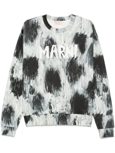 Marni Scribble-logo Sweatshirt In Grey