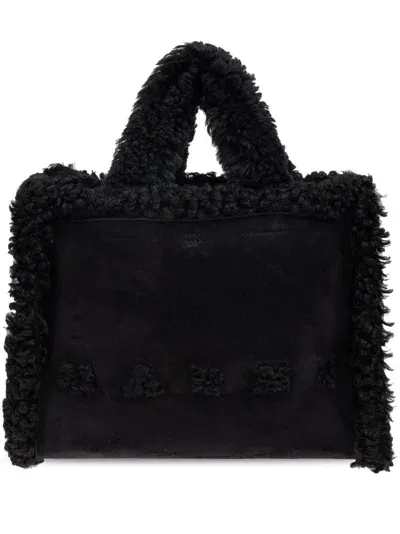 Marni Shearling Tote Bag In Schwarz