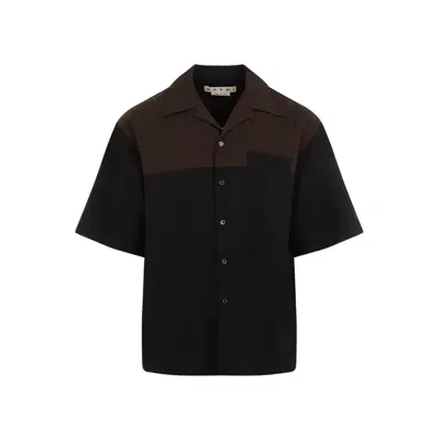 Marni Short Sleeved Colour-block Shirt In Black