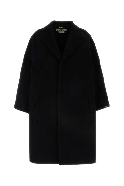 Marni Felted Midi Coat In Black