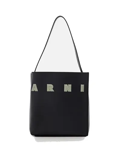 Marni Small Museo Hobo Leather Bag In Black