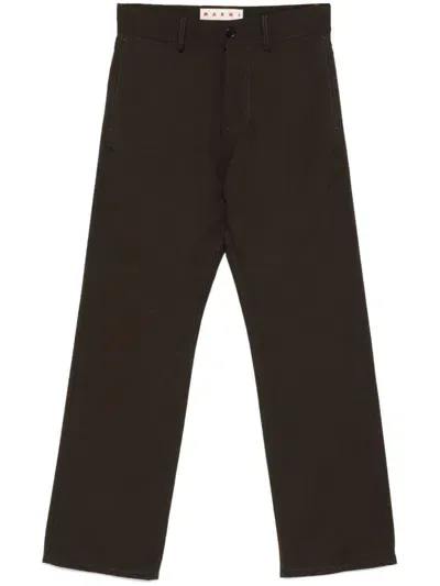 Marni Straight-leg Trousers In Brown