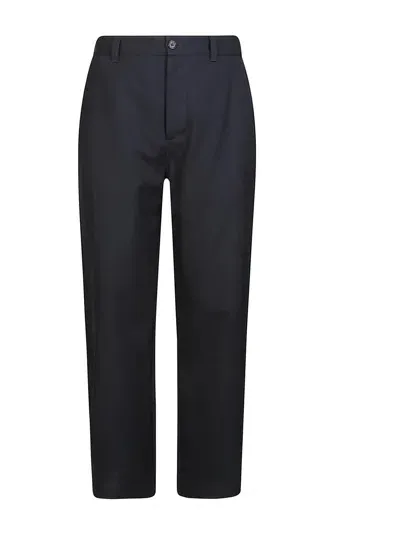 Marni Straight Trousers With Logo At The Waist In Black