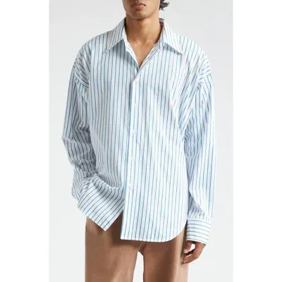 Marni Stripe Cotton Poplin Button-up Shirt In Lily White