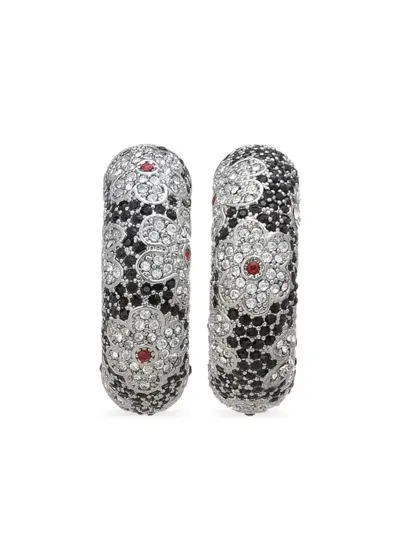 Marni Swarovski Crystal Embellished Hoop Earrings In Silver