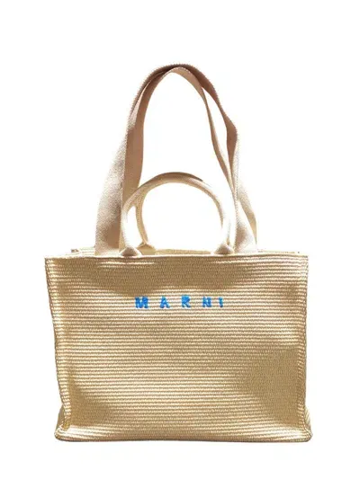 Marni Tote Bag With Embroidery In Beige