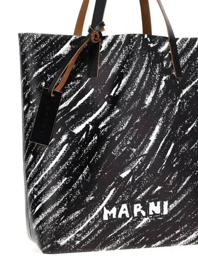 Marni Tribeca N/s Tote Bag In White/black