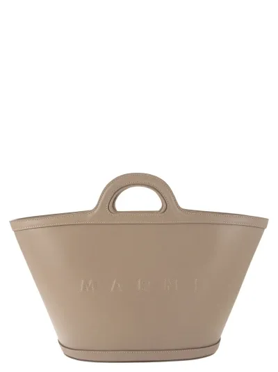 Marni Tropicalia S - Leather Handbag In Beige