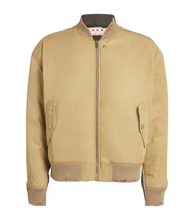 Marni Twill Bomber Jacket In Beige