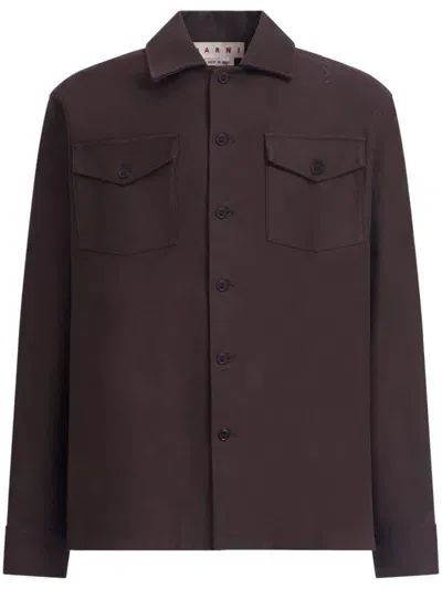 Marni Twill Shirt In Brown