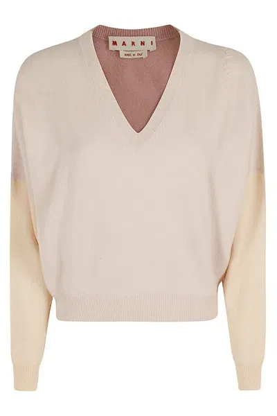 Marni V Neck Sweater In Pale Peach