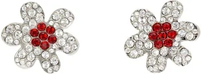 Marni White & Red Daisy Stud Earrings In 00w09 Glass