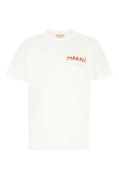 Marni White Cotton T-shirt In Lily White