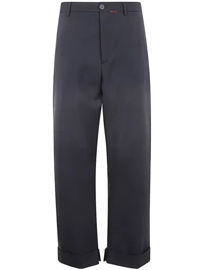 Marni Wide Leg Pants Relaxed Fit In Blue