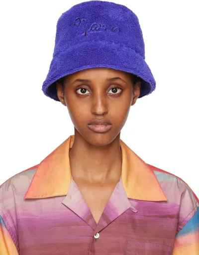 Marni Yellow Logo Bucket Hat In 00b56 Royal