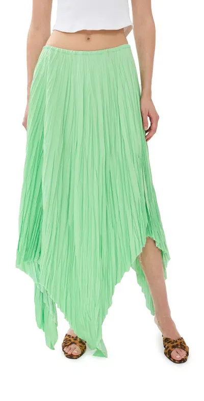 Marques' Almeida Plisse Assymetric Hem Skirt Mint Green